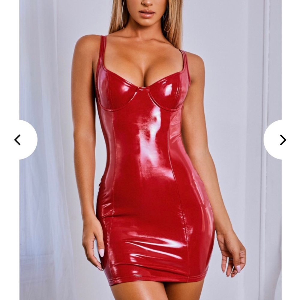 Red latex/vinyl dress